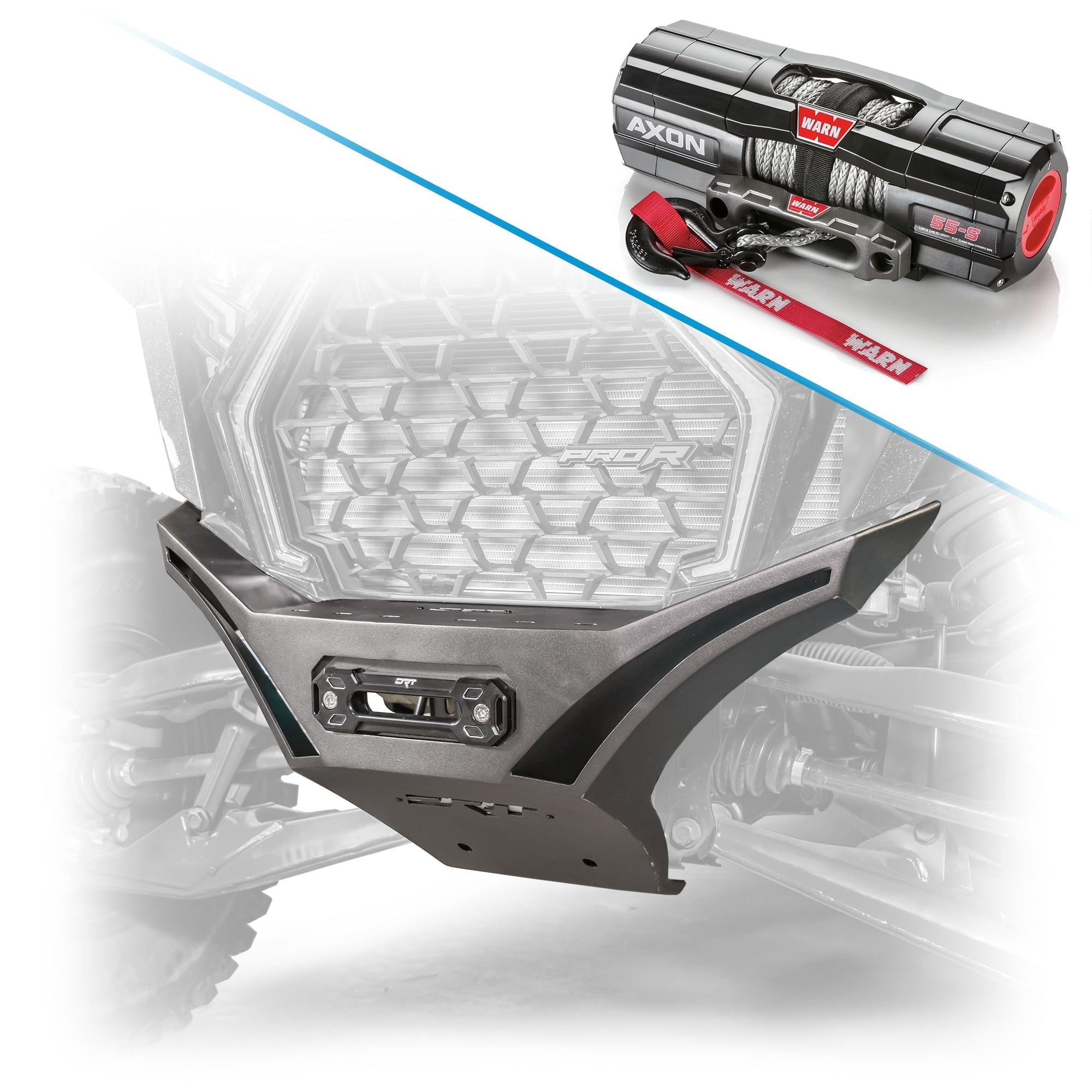 AXON 55-S Powersport Warn Winch for the DRT Polaris RZR Pro R /Pro S/Turbo R 2022+ V2.0 Front Winch Bumper 