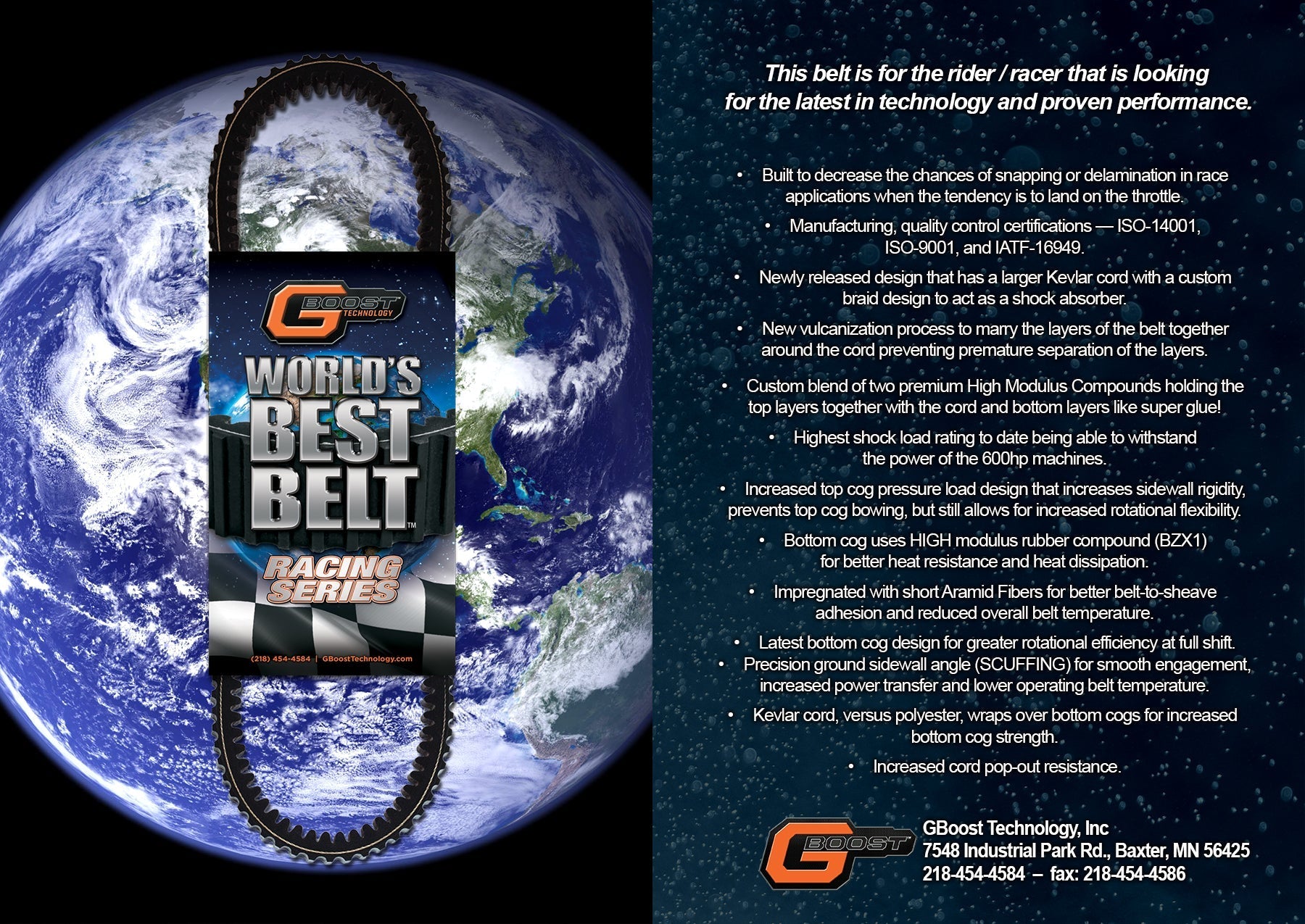 GBoost World's Best Racing Series Belt - 2024+ Polaris Pro R
