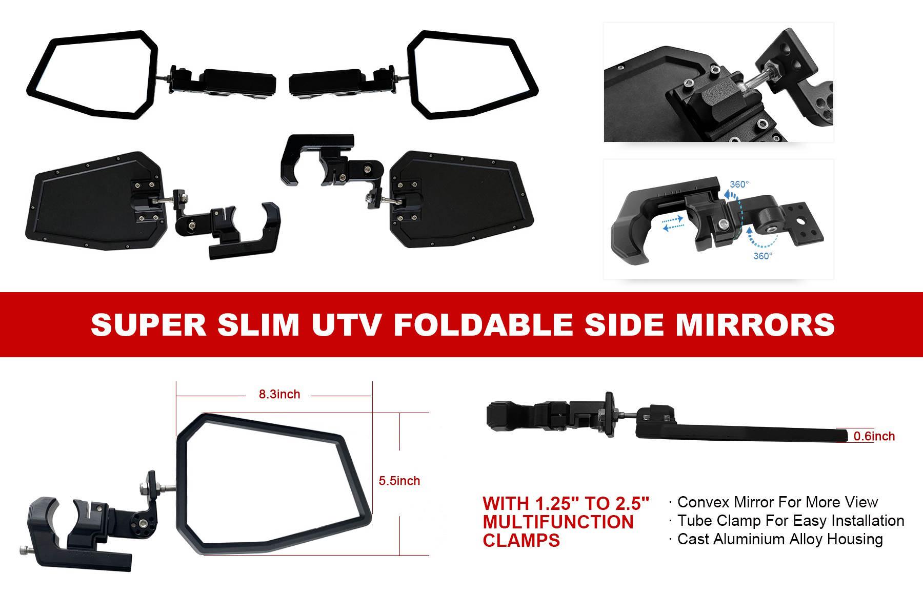 SF Aluminum UTV Side Mirrors 